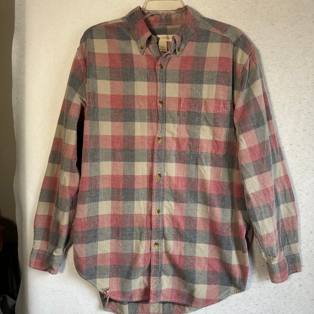 The Territory Ahead Mens Large Red Plaid Corduroy Button Down Shirt RN88748